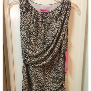 Betsey Johnson Leopard Animal Print Ruched Dress